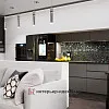 Кухня-столовая в черно-белых тонах