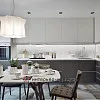 Дизайн минималистичной кухни в сером цвете