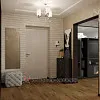 Дизайн проходной прихожей с кирпичной кладкой