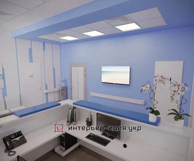 Разработка дизайну ресепшн и коридора в Медицинском центре